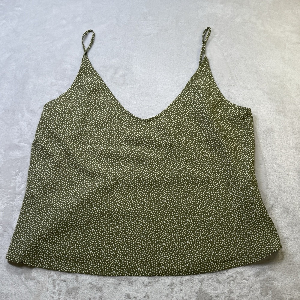 NWT Abercrombie & Fitch Y2K Green Polka Dot Cami Tank Top Large